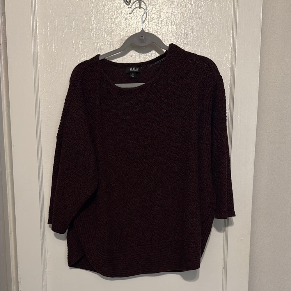 a.n.a Women's Dark Burgundy Crew Neck Sweater